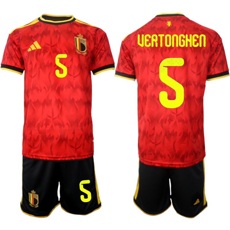 Men 2026 World Cup National Team Belgium home red #5 Soccer Jersey